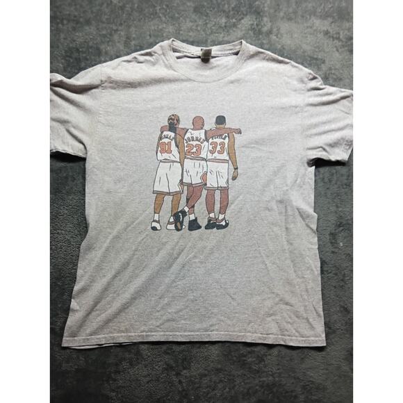 Chicago Bulls Jordan Pippen Rodman Gray Short Sleeve Shirt Mens Large - Picture 1 of 5